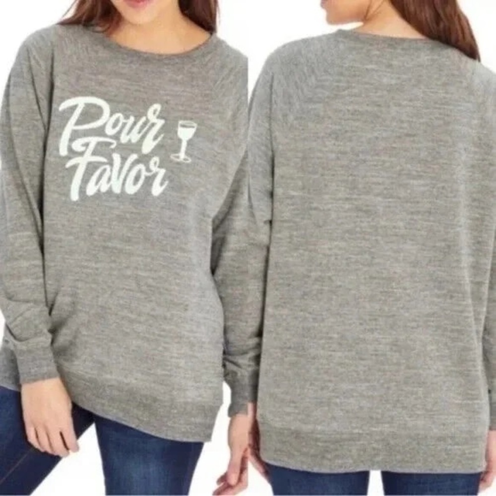 WILDFOX Pour Favor Wine Pullover Crewneck Long Sleeve Sweatshirt